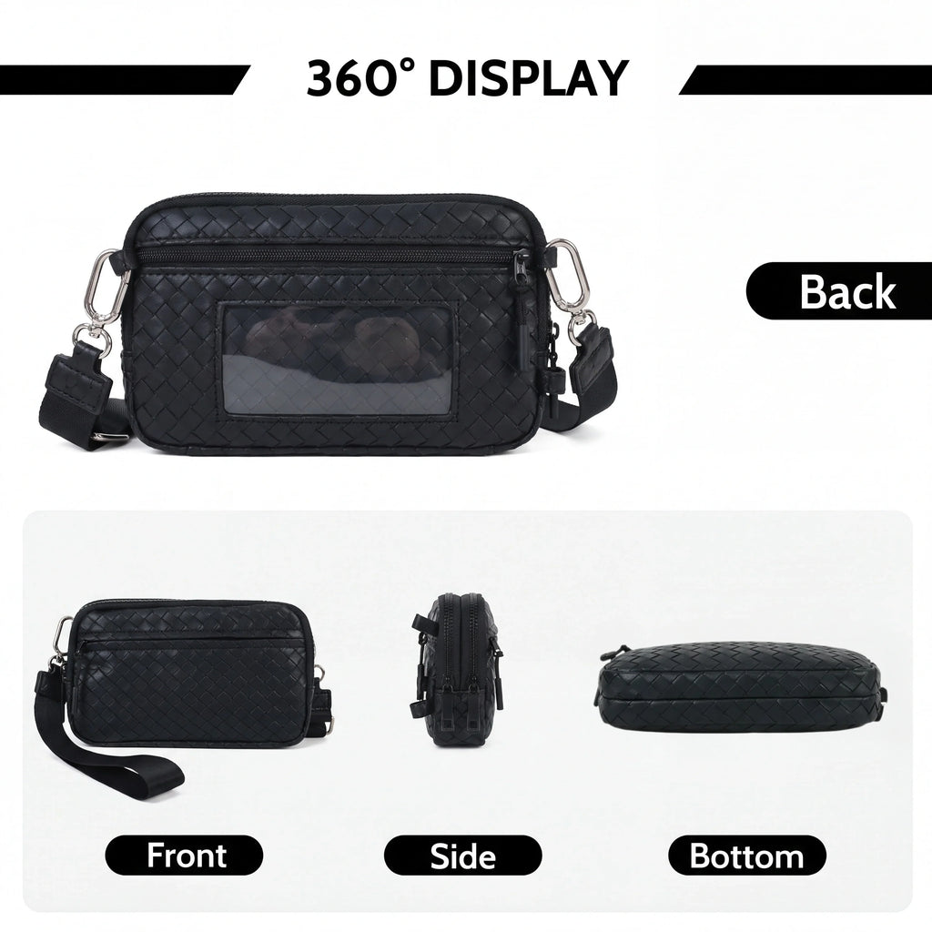 Statshy – Woven Leather Crossbody Wallet-1